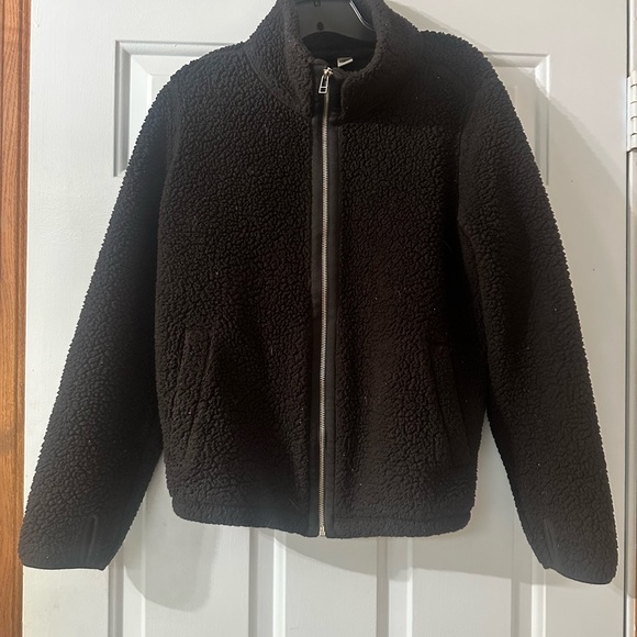 Old Navy Black Sherpa Zip Up Jacket. - Picture 1 of 6